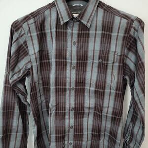 Columbia Omni-Wick Button Front Green/Brown Plaid Shirt Size M 52221-0179